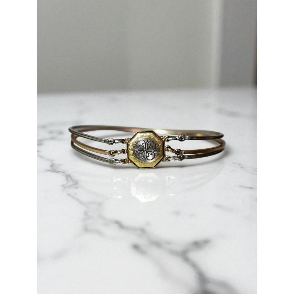 MARATHON Gold-Filled Four-Leaf Clover Bracelet – Lucky Charm, Signed